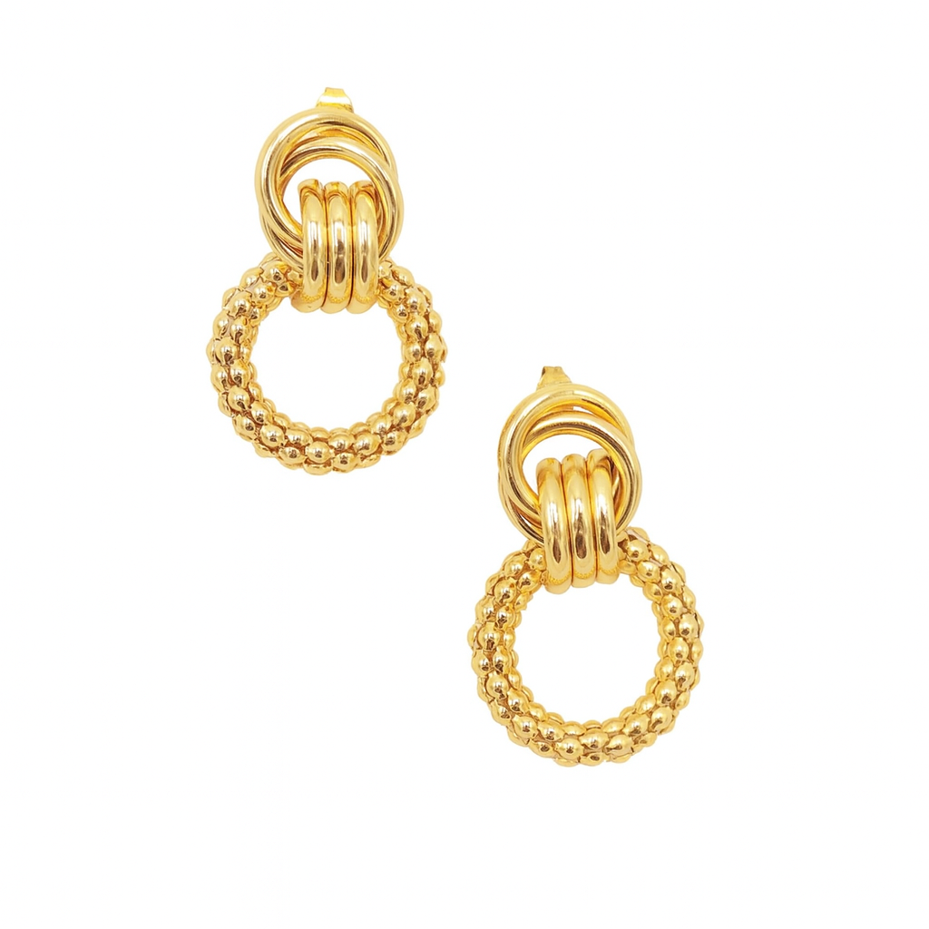 Gold Textured Double Hoop