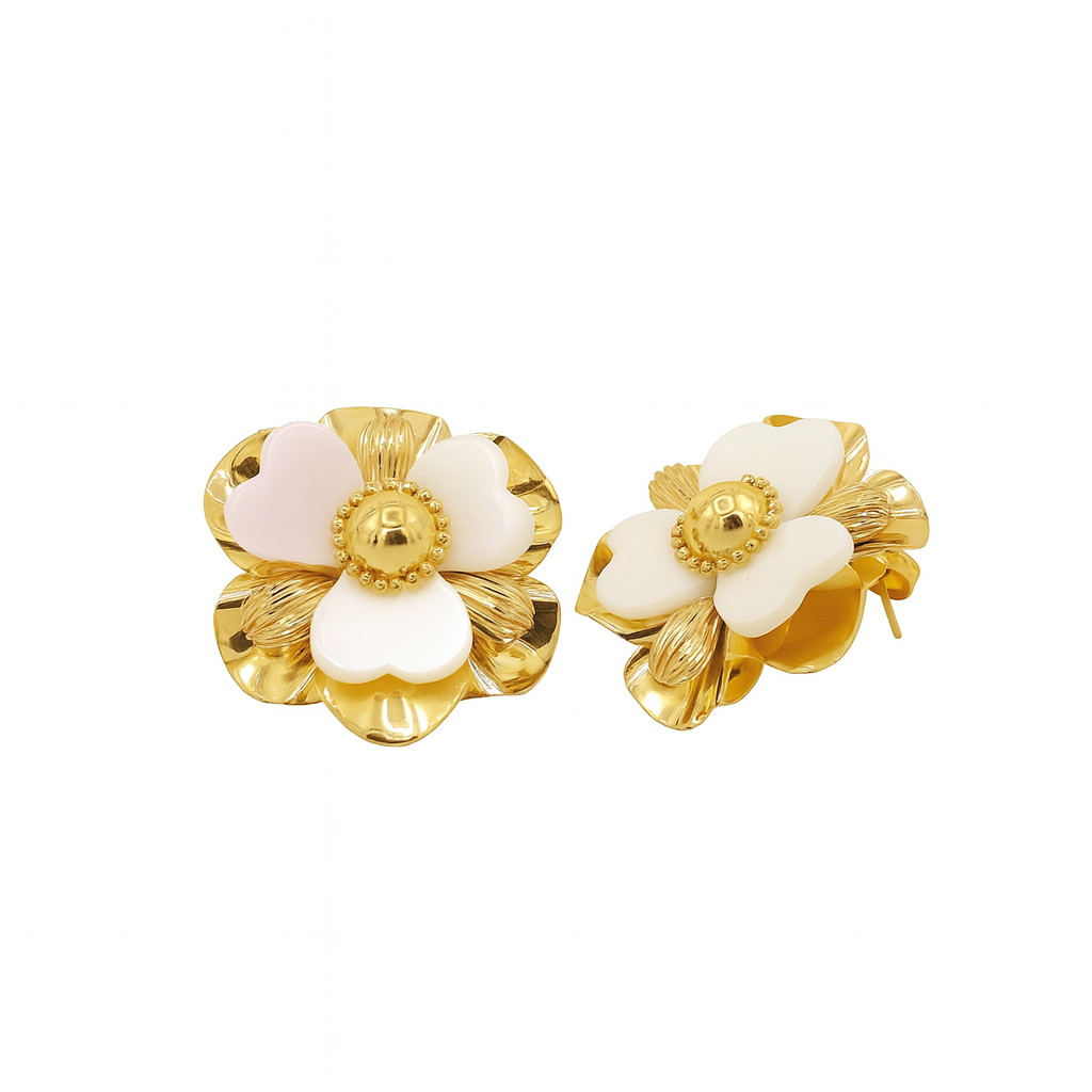 Gold Floral  with White Petals