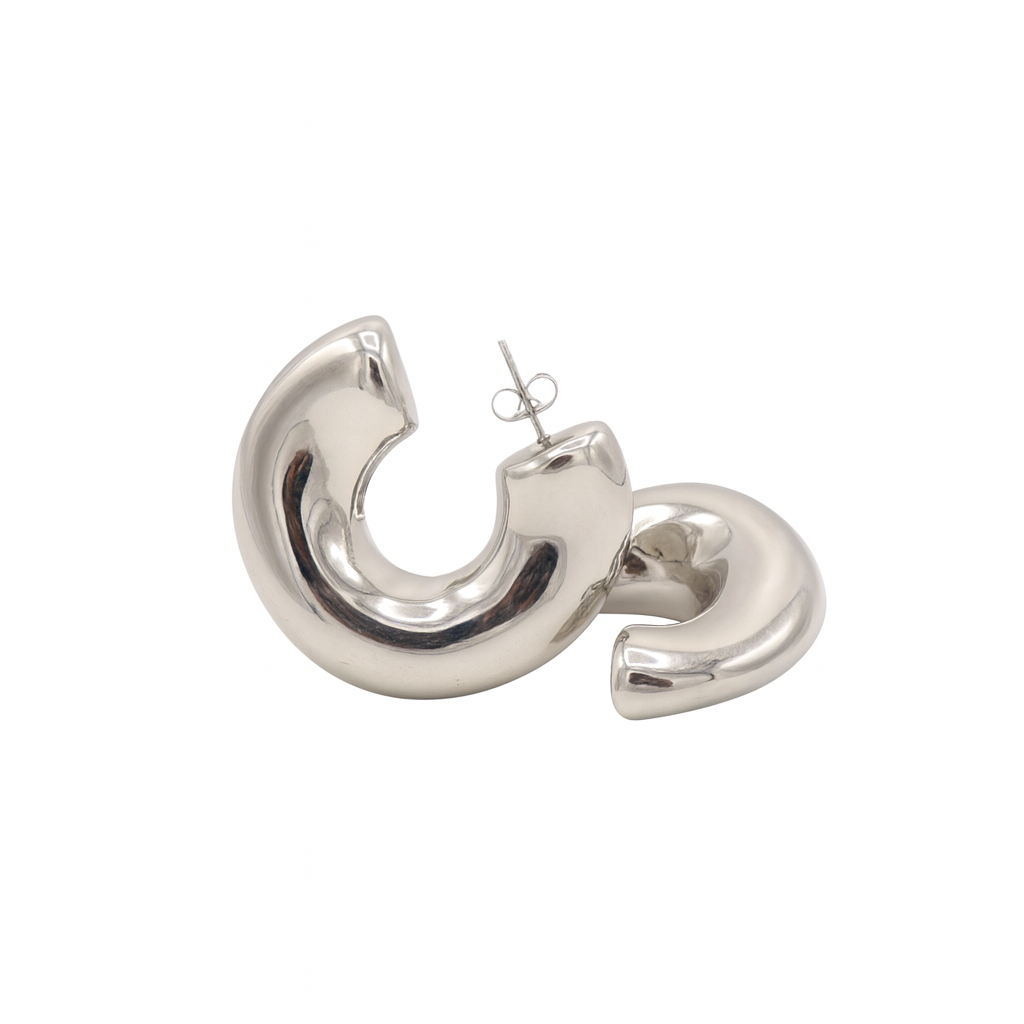 Silver Bold Sculpted Hoop