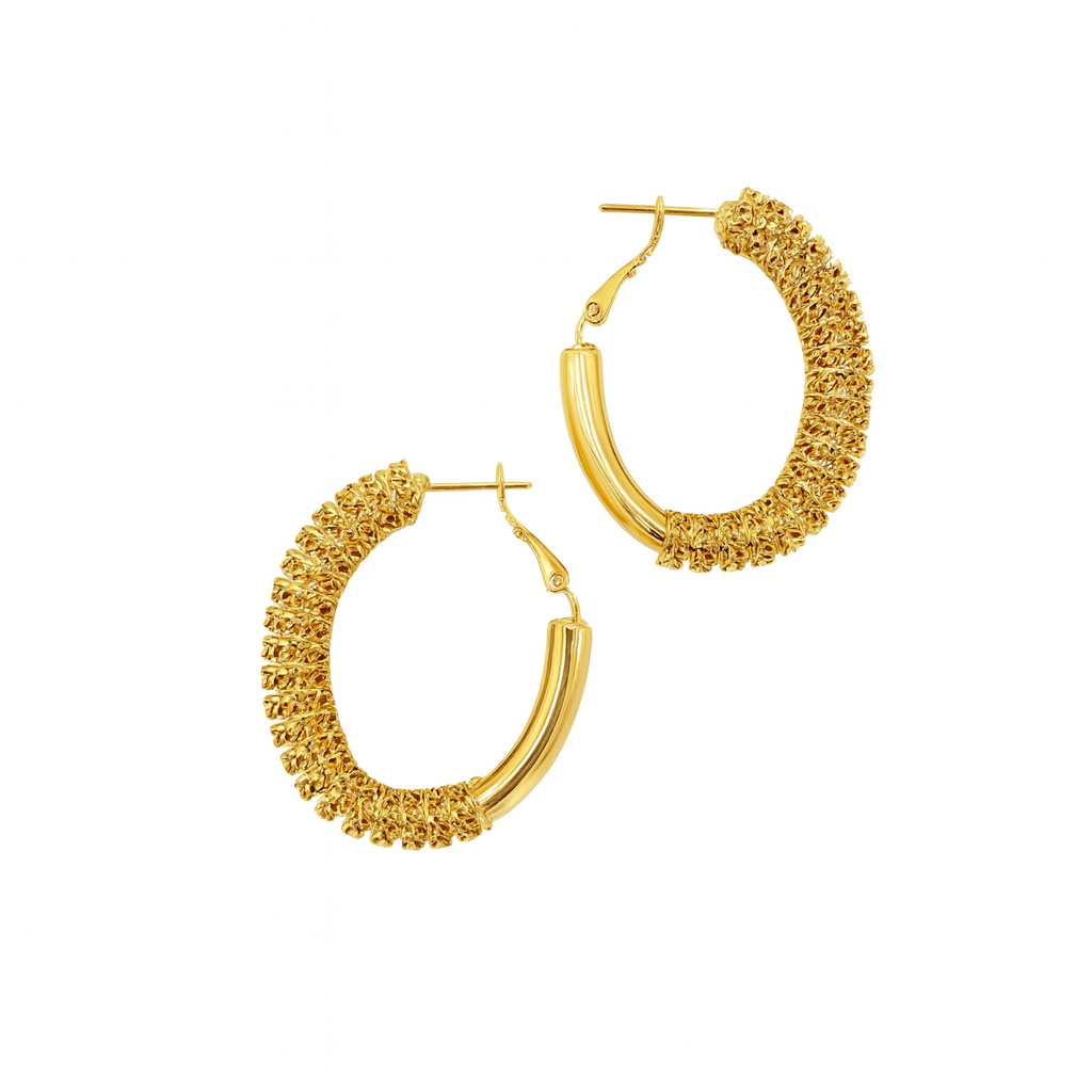 Gold Textured Hoop