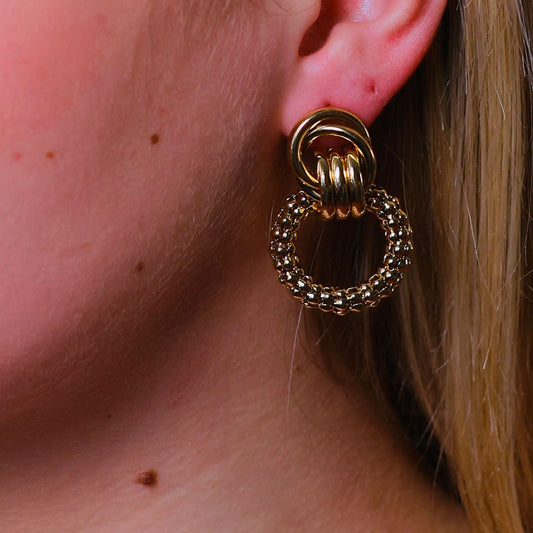 Gold Textured Double Hoop