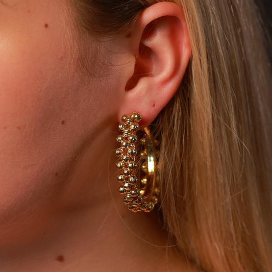 Gold Beaded Hoop